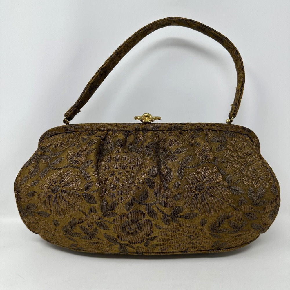 Vintage Theodor of California Jacquard Top Handle Purse Kiss Lock Evening Bag